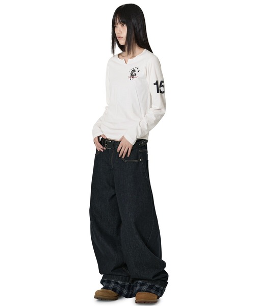 Openyard(オープンヤード)の「『Openyard/オープンヤード』SLIT NECK HORSE LONG SLEEVE TEE/スリットネックホース長袖Tシャツ(Tシャツ/カットソー・メンズ・ブラック/ホワイト・S/M/L)」の10枚目の写真