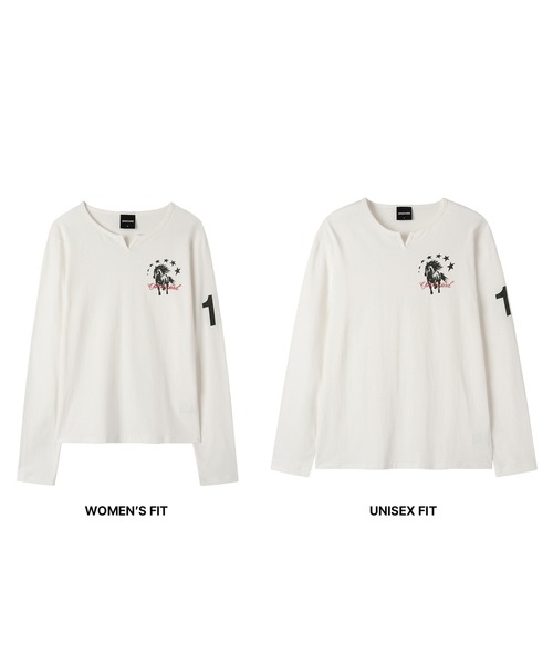 Openyard(オープンヤード)の「『Openyard/オープンヤード』SLIT NECK HORSE LONG SLEEVE TEE/スリットネックホース長袖Tシャツ(Tシャツ/カットソー・メンズ・ブラック/ホワイト・S/M/L)」の16枚目の写真