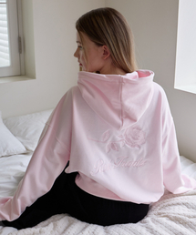 Back Rose Embroidery Hoodie [Pink]