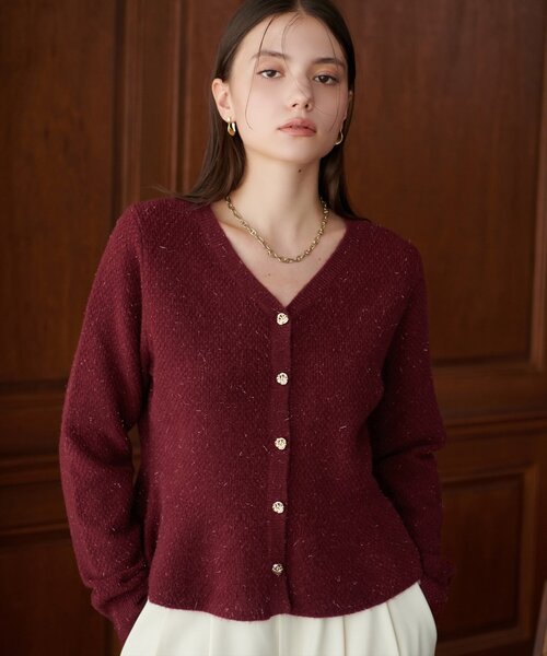 natural couture(ナチュラルクチュール)の「ラメペプラムニット(ニット/セーター・レディース・ネイビー/オフホワイト/サックスブルー/ピンク/ボルドー・FREE)」の5枚目の写真