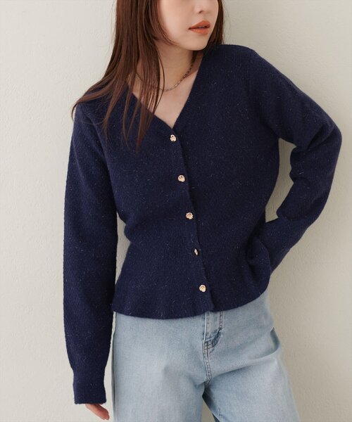 natural couture(ナチュラルクチュール)の「ラメペプラムニット(ニット/セーター・レディース・ネイビー/オフホワイト/サックスブルー/ピンク/ボルドー・FREE)」の22枚目の写真