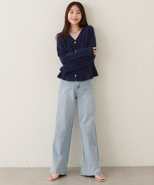 natural couture(ナチュラルクチュール)の「ラメペプラムニット(ニット/セーター・レディース・ネイビー/オフホワイト/サックスブルー/ピンク/ボルドー・FREE)」の20枚目の写真