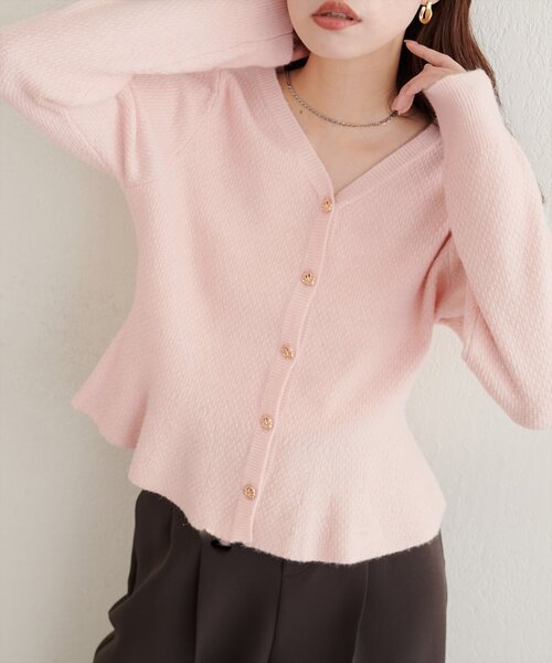 natural couture(ナチュラルクチュール)の「ラメペプラムニット(ニット/セーター・レディース・ネイビー/オフホワイト/サックスブルー/ピンク/ボルドー・FREE)」の18枚目の写真