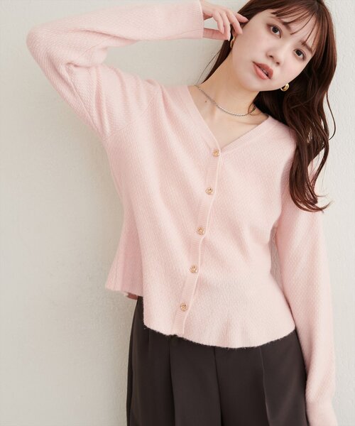 natural couture(ナチュラルクチュール)の「ラメペプラムニット(ニット/セーター・レディース・ネイビー/オフホワイト/サックスブルー/ピンク/ボルドー・FREE)」の17枚目の写真