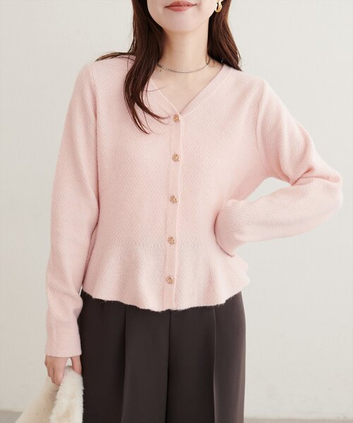 natural couture(ナチュラルクチュール)の「ラメペプラムニット(ニット/セーター・レディース・ネイビー/オフホワイト/サックスブルー/ピンク/ボルドー・FREE)」の16枚目の写真