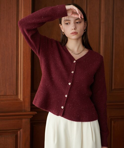 natural couture(ナチュラルクチュール)の「ラメペプラムニット(ニット/セーター・レディース・ネイビー/オフホワイト/サックスブルー/ピンク/ボルドー・FREE)」の12枚目の写真