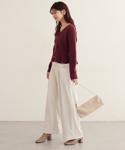 natural couture(ナチュラルクチュール)の「ラメペプラムニット(ニット/セーター・レディース・ネイビー/オフホワイト/サックスブルー/ピンク/ボルドー・FREE)」の7枚目の写真