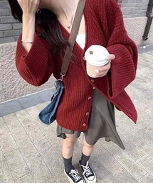 ワイドスリーブリブニットカーディガン