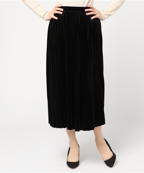 VENCEEXCHANGE（ヴァンスエクスチェンジ）の「ベロアプリーツスカート                   （スカート・レディース・グレー/ブラック/ベージュ・MEDIUM）」の2枚目の写真