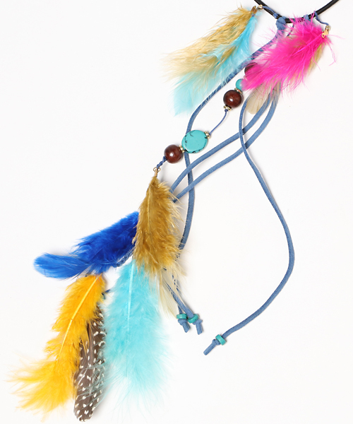 チャイハネ（チャイハネ）の「【チャイハネ】フェザーヒッピーバンド ヘッドアクセサリー（ヘアバンド・レディース・カラフル/ナチュラル・FREE）」の5枚目の写真