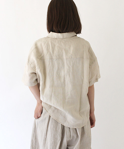 Brocante（ブロカント）の「[Brocante / ブロカント]　デミリンネルシャツ（シャツ/ブラウス・レディース・ホワイト/オレンジ/ベージュ/ネイビー・2/3）」の15枚目の写真