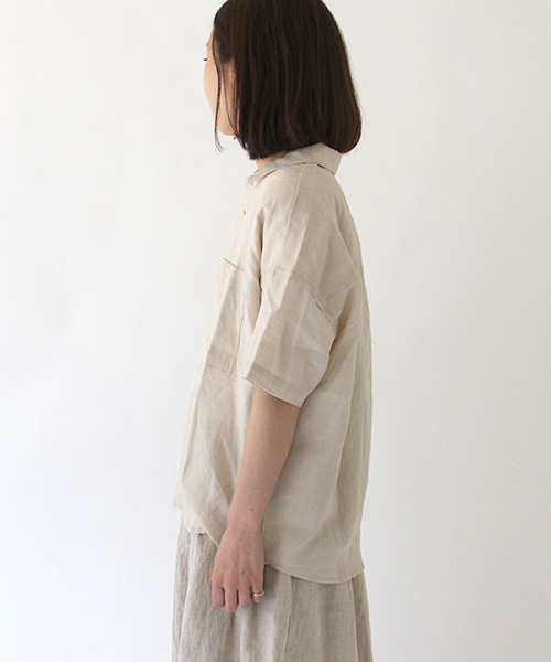Brocante（ブロカント）の「[Brocante / ブロカント]　デミリンネルシャツ（シャツ/ブラウス・レディース・ホワイト/オレンジ/ベージュ/ネイビー・2/3）」の14枚目の写真