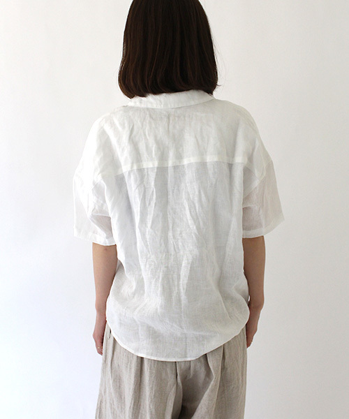 Brocante（ブロカント）の「[Brocante / ブロカント]　デミリンネルシャツ（シャツ/ブラウス・レディース・ホワイト/オレンジ/ベージュ/ネイビー・2/3）」の19枚目の写真