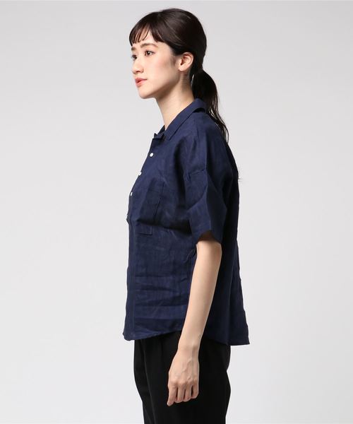 Brocante（ブロカント）の「[Brocante / ブロカント]　デミリンネルシャツ（シャツ/ブラウス・レディース・ホワイト/オレンジ/ベージュ/ネイビー・2/3）」の8枚目の写真