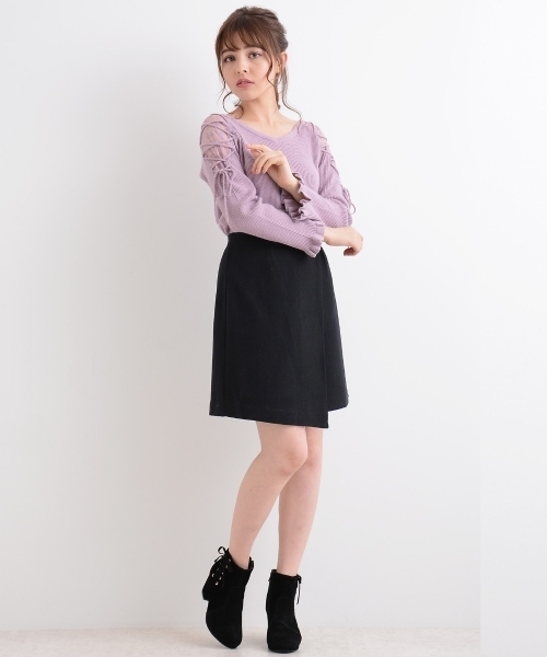 MAJESTIC LEGON（マジェスティックレゴン）の「【WEB限定価格】レース編み上げニットプルオーバー（ニット/セーター・レディース・グリーン/ブラック/ピンク系その他/マスタード/アイボリー/ピンク・MEDIUM）」の16枚目の写真