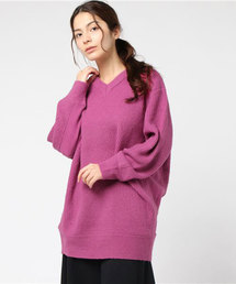 AMERICAN HOLIC | 片畦編地切り替え脇マチ付きVネックチュニック(チュニック)