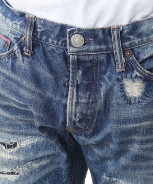 TMT(ティーエムティー)の「【「ごぶごぶ」市原隼人さん着用】HQ HANDREPEIR CRASH DENIM 5P TAPERED(デニムパンツ・メンズ・インディゴブルー・LARGE/MEDIUM/X-LARGE/SMALL)」の7枚目の写真