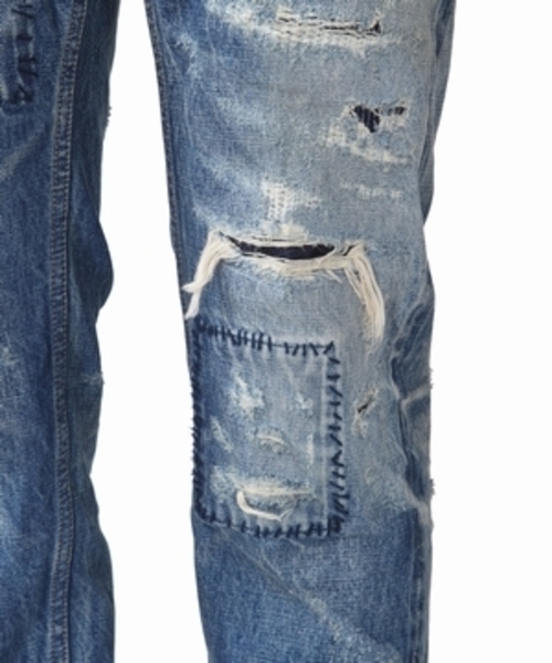 TMT(ティーエムティー)の「【「ごぶごぶ」市原隼人さん着用】HQ HANDREPEIR CRASH DENIM 5P TAPERED(デニムパンツ・メンズ・インディゴブルー・LARGE/MEDIUM/X-LARGE/SMALL)」の9枚目の写真