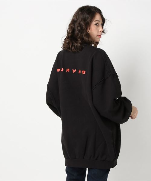 PUNYUS（プニュズ）の「バックロゴ切り替えスウェット（スウェット・レディース・ワイン/ブラック/杢グレー・4/3）」の2枚目の写真