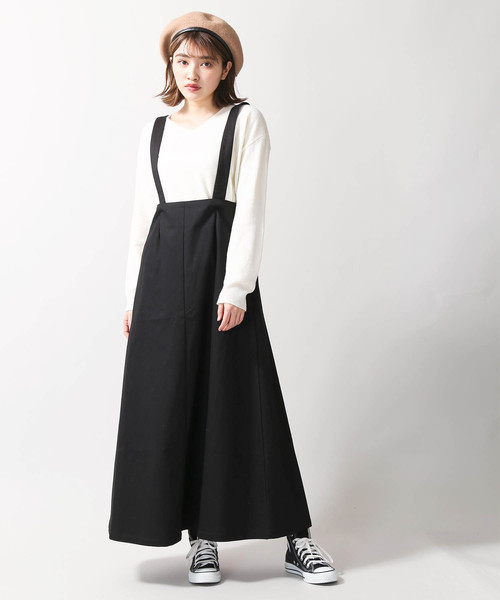 WEGO（ウィゴー）の「DISPARK/サス付きロングスカート（スカート・レディース・ベージュ/ブラック・FREE）」の10枚目の写真