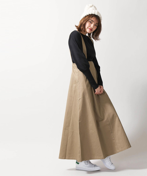 WEGO（ウィゴー）の「DISPARK/サス付きロングスカート（スカート・レディース・ベージュ/ブラック・FREE）」の7枚目の写真