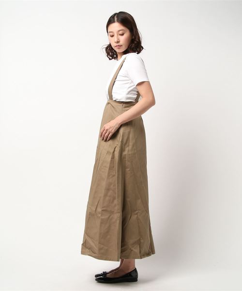 WEGO（ウィゴー）の「DISPARK/サス付きロングスカート（スカート・レディース・ベージュ/ブラック・FREE）」の4枚目の写真