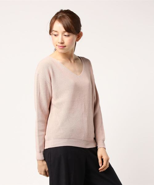 N.（N. Natural Beauty Basic）（エヌエヌナチュラルビューティーベーシック）の「ハイゲージアゼＶネックニット（ニット/セーター・レディース・ホワイト/イエロー/ピンク/ブルー/ネイビー・MEDIUM）」の16枚目の写真