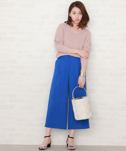 N.（N. Natural Beauty Basic）（エヌエヌナチュラルビューティーベーシック）の「ハイゲージアゼＶネックニット（ニット/セーター・レディース・ホワイト/イエロー/ピンク/ブルー/ネイビー・MEDIUM）」の8枚目の写真