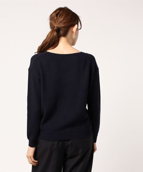 N.（N. Natural Beauty Basic）（エヌエヌナチュラルビューティーベーシック）の「ハイゲージアゼＶネックニット（ニット/セーター・レディース・ホワイト/イエロー/ピンク/ブルー/ネイビー・MEDIUM）」の7枚目の写真