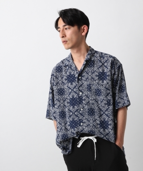 RAGEBLUE（レイジブルー）の「柄オープンカラーシャツ/795308（シャツ/ブラウス・メンズ・その他1/ワインレッド/ネイビー/ホワイト/ブルー系その他・LARGE/MEDIUM/SMALL）」の3枚目の写真