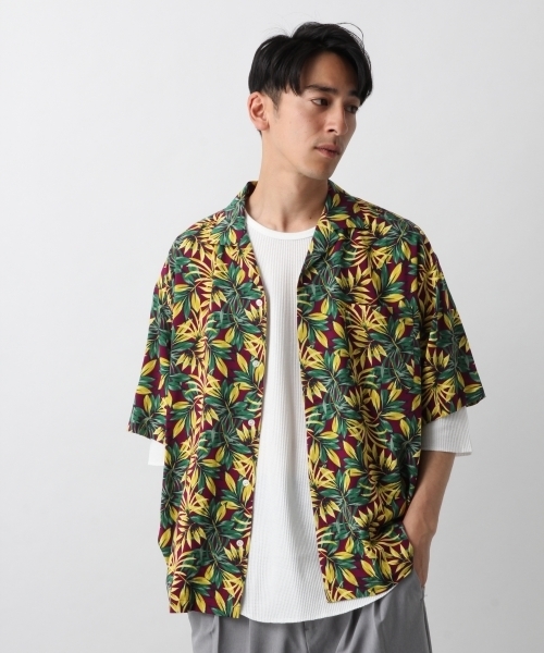 RAGEBLUE（レイジブルー）の「柄オープンカラーシャツ/795308（シャツ/ブラウス・メンズ・その他1/ワインレッド/ネイビー/ホワイト/ブルー系その他・LARGE/MEDIUM/SMALL）」の4枚目の写真