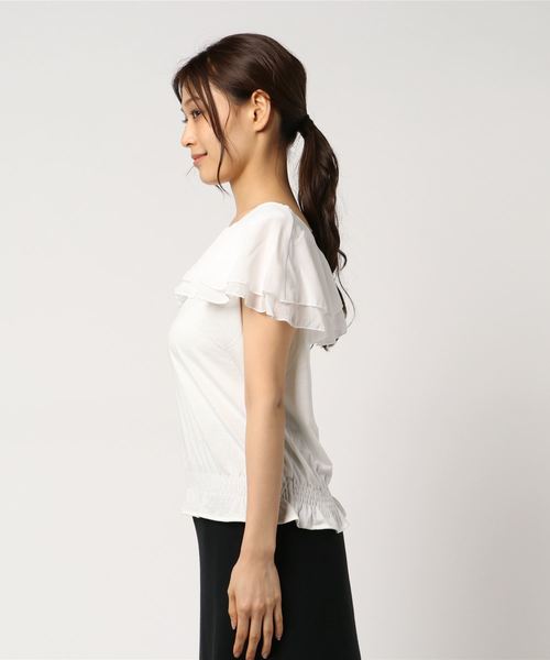 Secret Honey（シークレットハニー）の「ミニリボンワンショルダートップス（Tシャツ/カットソー・レディース・ブルー/オフホワイト/ネイビー・FREE）」の5枚目の写真