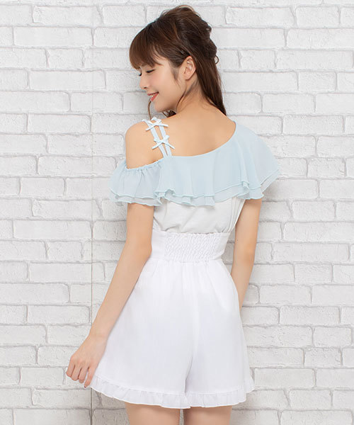 Secret Honey（シークレットハニー）の「ミニリボンワンショルダートップス（Tシャツ/カットソー・レディース・ブルー/オフホワイト/ネイビー・FREE）」の6枚目の写真