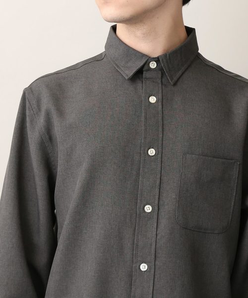 MONO-MART（モノマート）の「ポリトロリラックスレギュラーカラーL/Sシャツ（シャツ/ブラウス・メンズ・チャコールグレー/ブラック/ネイビー/ダークパープル/ライトベージュ/ダークベージュ/テラコッタ・M/L/XL）」の8枚目の写真