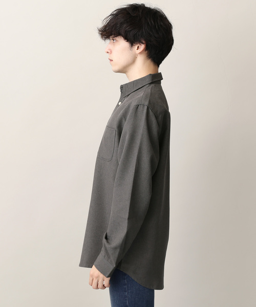 MONO-MART（モノマート）の「ポリトロリラックスレギュラーカラーL/Sシャツ（シャツ/ブラウス・メンズ・チャコールグレー/ブラック/ネイビー/ダークパープル/ライトベージュ/ダークベージュ/テラコッタ・M/L/XL）」の13枚目の写真