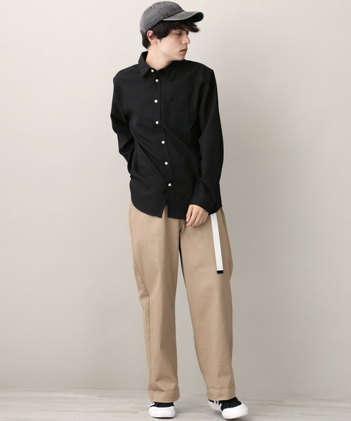 MONO-MART（モノマート）の「ポリトロリラックスレギュラーカラーL/Sシャツ（シャツ/ブラウス・メンズ・チャコールグレー/ブラック/ネイビー/ダークパープル/ライトベージュ/ダークベージュ/テラコッタ・M/L/XL）」の15枚目の写真