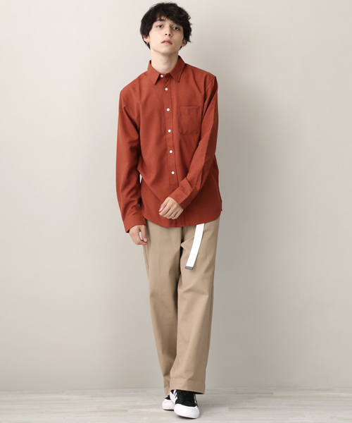 MONO-MART（モノマート）の「ポリトロリラックスレギュラーカラーL/Sシャツ（シャツ/ブラウス・メンズ・チャコールグレー/ブラック/ネイビー/ダークパープル/ライトベージュ/ダークベージュ/テラコッタ・M/L/XL）」の17枚目の写真