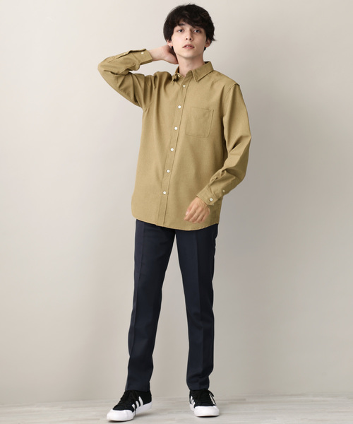 MONO-MART（モノマート）の「ポリトロリラックスレギュラーカラーL/Sシャツ（シャツ/ブラウス・メンズ・チャコールグレー/ブラック/ネイビー/ダークパープル/ライトベージュ/ダークベージュ/テラコッタ・M/L/XL）」の19枚目の写真