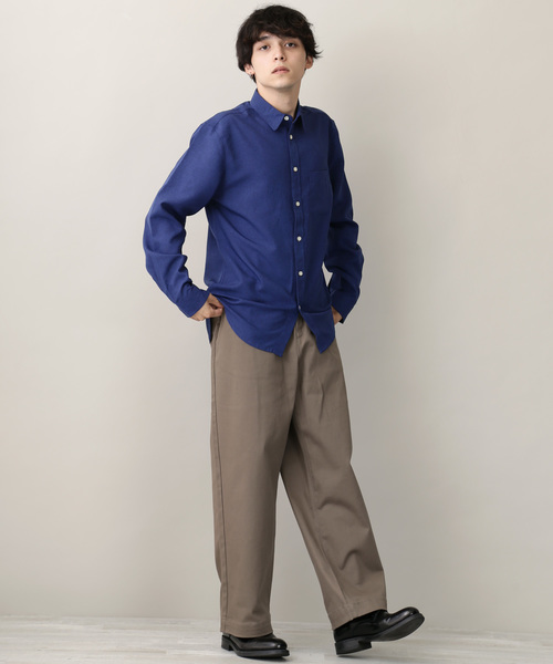 MONO-MART（モノマート）の「ポリトロリラックスレギュラーカラーL/Sシャツ（シャツ/ブラウス・メンズ・チャコールグレー/ブラック/ネイビー/ダークパープル/ライトベージュ/ダークベージュ/テラコッタ・M/L/XL）」の20枚目の写真