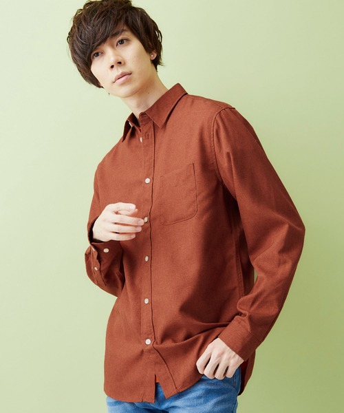 MONO-MART（モノマート）の「ポリトロリラックスレギュラーカラーL/Sシャツ（シャツ/ブラウス・メンズ・チャコールグレー/ブラック/ネイビー/ダークパープル/ライトベージュ/ダークベージュ/テラコッタ・M/L/XL）」の4枚目の写真