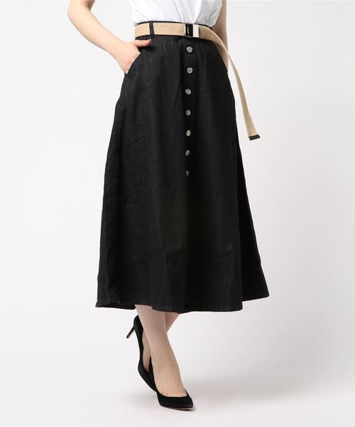 archives（アルシーヴ）の「前釦サーキュラーデニムスカート（デニムスカート・レディース・ブラック/ネイビー/ロイヤルブルー・MEDIUM）」の2枚目の写真