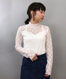 tiptop | レース衿プチハイネックロンT(Tシャツ/カットソー)