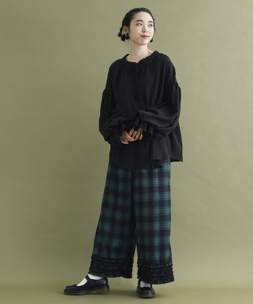 MERLOT（メルロー）の「シャドーチェックシャーリングブラウス2937（シャツ/ブラウス・レディース・ブラック/ベージュ/グリーン/キャメル・FREE）」の8枚目の写真