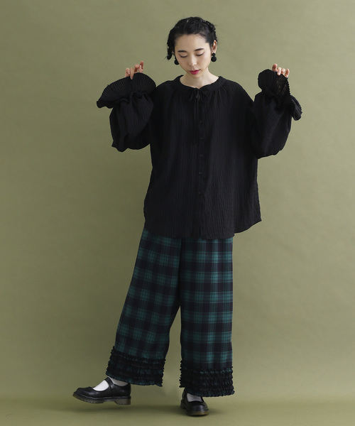 MERLOT（メルロー）の「シャドーチェックシャーリングブラウス2937（シャツ/ブラウス・レディース・ブラック/ベージュ/グリーン/キャメル・FREE）」の9枚目の写真