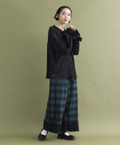 MERLOT（メルロー）の「シャドーチェックシャーリングブラウス2937（シャツ/ブラウス・レディース・ブラック/ベージュ/グリーン/キャメル・FREE）」の10枚目の写真