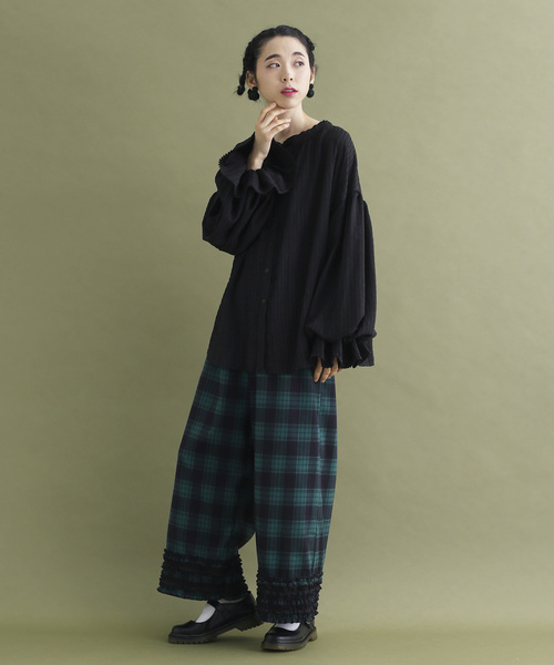 MERLOT（メルロー）の「シャドーチェックシャーリングブラウス2937（シャツ/ブラウス・レディース・ブラック/ベージュ/グリーン/キャメル・FREE）」の11枚目の写真