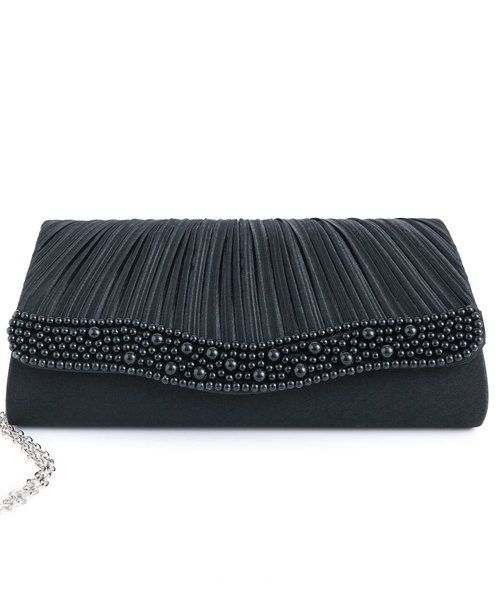 DRESS STAR（ドレス スター）の「パールビジューラディアルサテンプリーツバッグ（クラッチバッグ・レディース・ブラック/シャンパン/シルバー・フリー）」の16枚目の写真