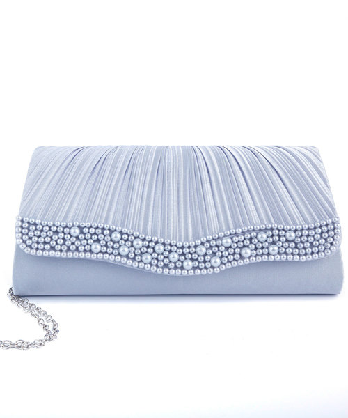 DRESS STAR（ドレス スター）の「パールビジューラディアルサテンプリーツバッグ（クラッチバッグ・レディース・ブラック/シャンパン/シルバー・フリー）」の9枚目の写真