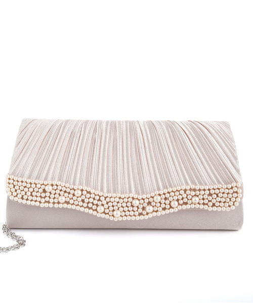 DRESS STAR（ドレス スター）の「パールビジューラディアルサテンプリーツバッグ（クラッチバッグ・レディース・ブラック/シャンパン/シルバー・フリー）」の13枚目の写真