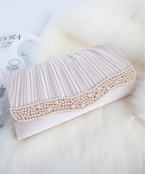 DRESS STAR（ドレス スター）の「パールビジューラディアルサテンプリーツバッグ（クラッチバッグ・レディース・ブラック/シャンパン/シルバー・フリー）」の11枚目の写真